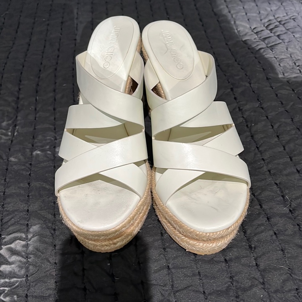 Jimmy Choo white wedge sandals. Size 40